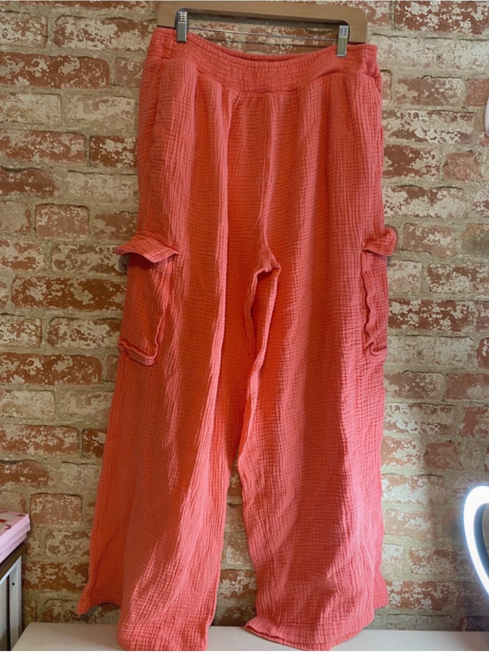 Aerie | Gauze Cargo Wide Leg Pants | L regular